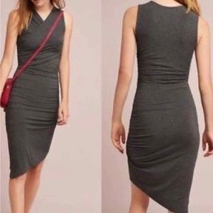 ANTHROPOLOGIE by MOULINETTE SOEURS Arden Knit Jersey Ruched Dress in Gray Sz XS